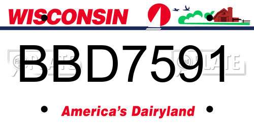 BBD7591 Wisconsin License Plate