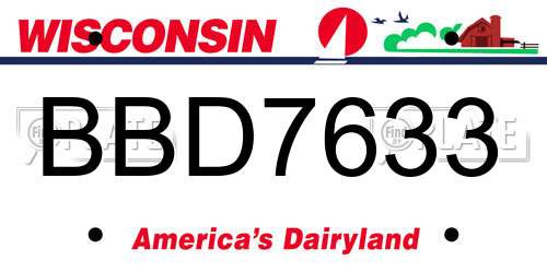 BBD7633 Wisconsin License Plate