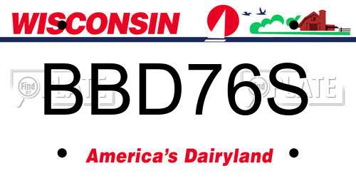 BBD76S Wisconsin License Plate