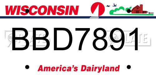 BBD7891 Wisconsin License Plate