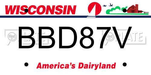 BBD87V Wisconsin License Plate
