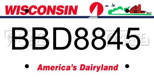BBD8845 Wisconsin License Plate