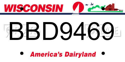 BBD9469 Wisconsin License Plate
