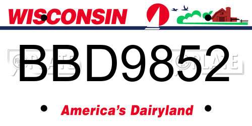 BBD9852 Wisconsin License Plate