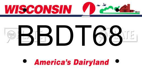 BBDT68 Wisconsin License Plate