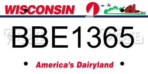 BBE1365 Wisconsin License Plate