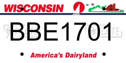 BBE1701 Wisconsin License Plate