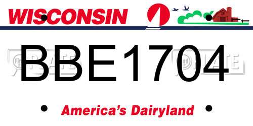 BBE1704 Wisconsin License Plate