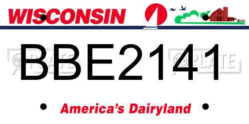 BBE2141 Wisconsin License Plate