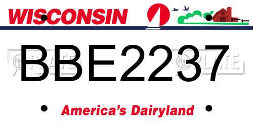 BBE2237 Wisconsin License Plate