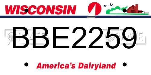 BBE2259 Wisconsin License Plate