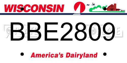 BBE2809 Wisconsin License Plate