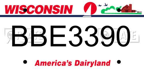 BBE3390 Wisconsin License Plate