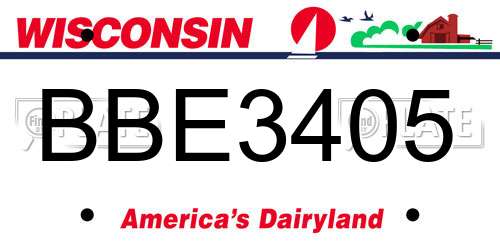 BBE3405 Wisconsin License Plate