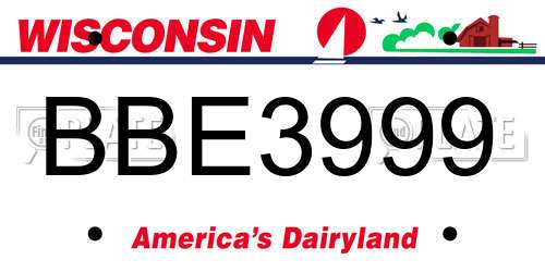 BBE3999 Wisconsin License Plate