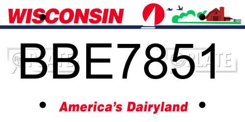 BBE7851 Wisconsin License Plate