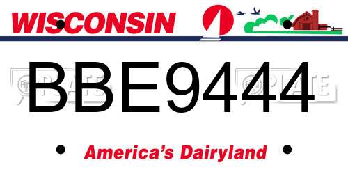 BBE9444 Wisconsin License Plate