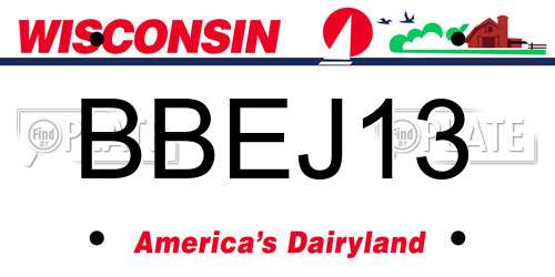 BBEJ13 Wisconsin License Plate