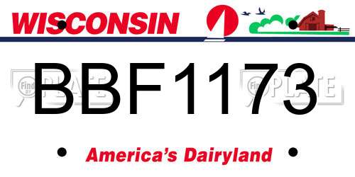 BBF1173 Wisconsin License Plate