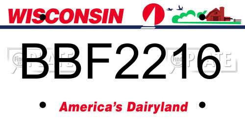 BBF2216 Wisconsin License Plate