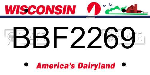 BBF2269 Wisconsin License Plate