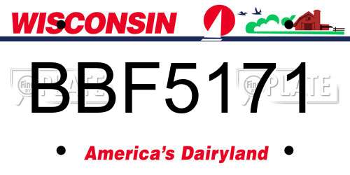 BBF5171 Wisconsin License Plate