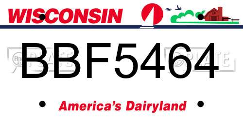 BBF5464 Wisconsin License Plate