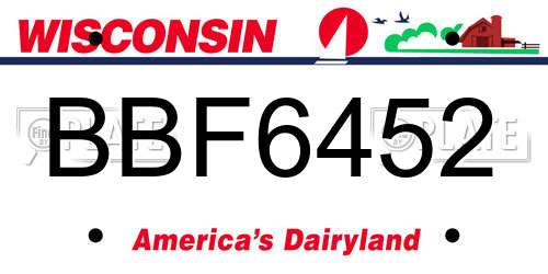 BBF6452 Wisconsin License Plate