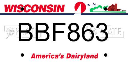 BBF863 Wisconsin License Plate