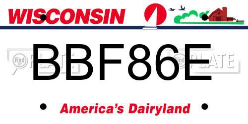 BBF86E Wisconsin License Plate
