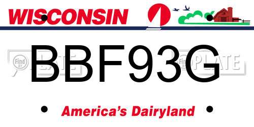 BBF93G Wisconsin License Plate