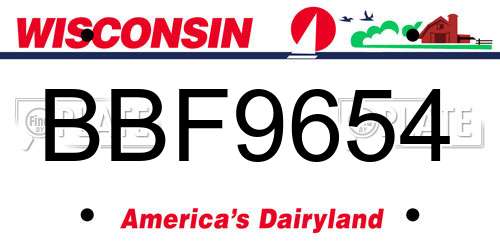 BBF9654 Wisconsin License Plate