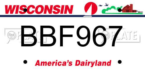 BBF967 Wisconsin License Plate