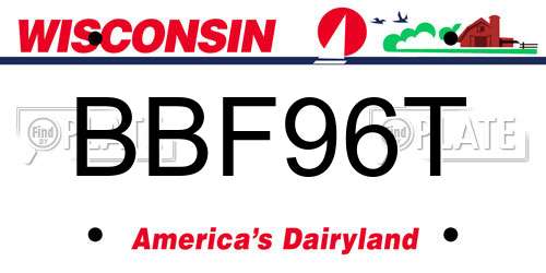 BBF96T Wisconsin License Plate