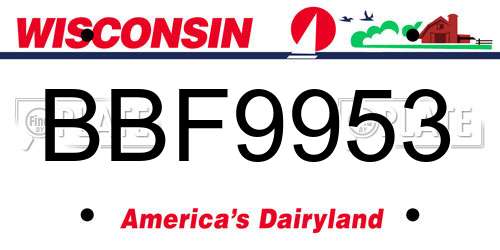 BBF9953 Wisconsin License Plate