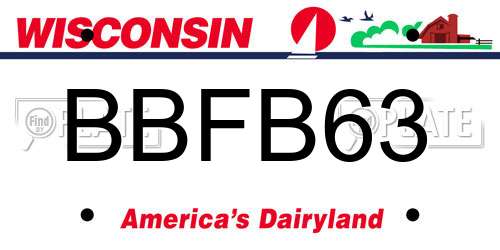 BBFB63 Wisconsin License Plate