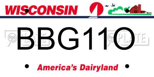 BBG11O Wisconsin License Plate