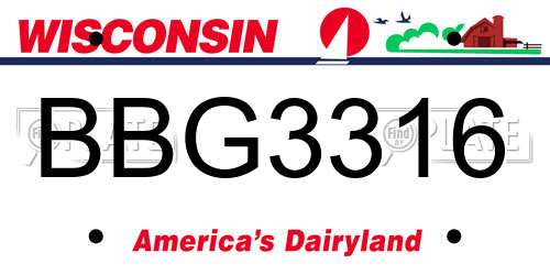 BBG3316 Wisconsin License Plate