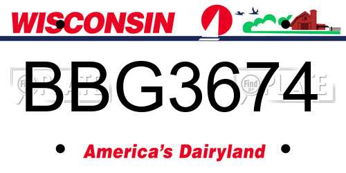 BBG3674 Wisconsin License Plate