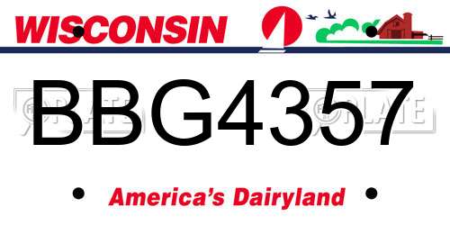 BBG4357 Wisconsin License Plate