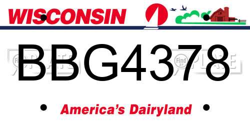 BBG4378 Wisconsin License Plate