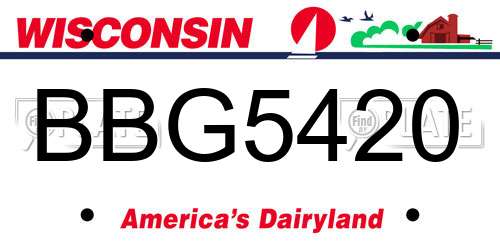 BBG5420 Wisconsin License Plate