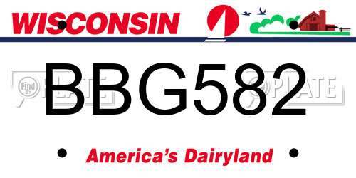 BBG582 Wisconsin License Plate
