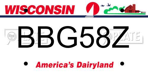 BBG58Z Wisconsin License Plate