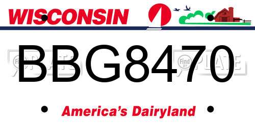 BBG8470 Wisconsin License Plate
