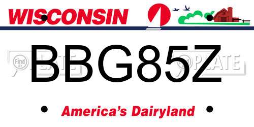 BBG85Z Wisconsin License Plate