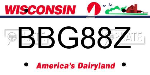 BBG88Z Wisconsin License Plate
