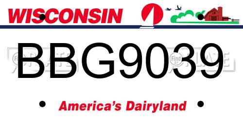 BBG9039 Wisconsin License Plate