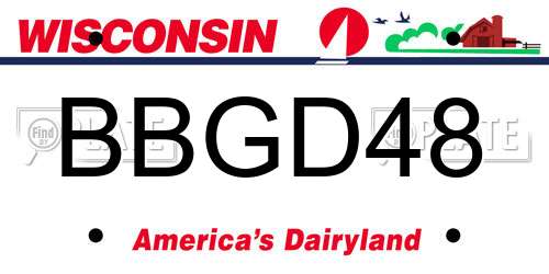 BBGD48 Wisconsin License Plate