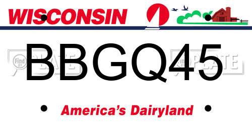 BBGQ45 Wisconsin License Plate